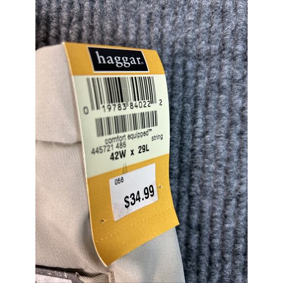 Vintage Haggar Mens Pleated Chino Dress Pants Size 42 Tan Preppy Business Office - Picture 4 of 10